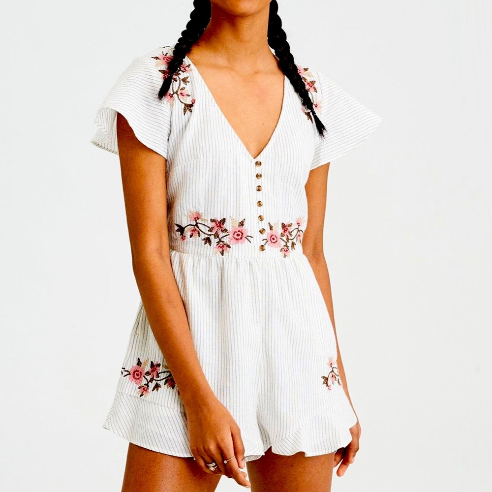 American Eagle Embroidered Romper